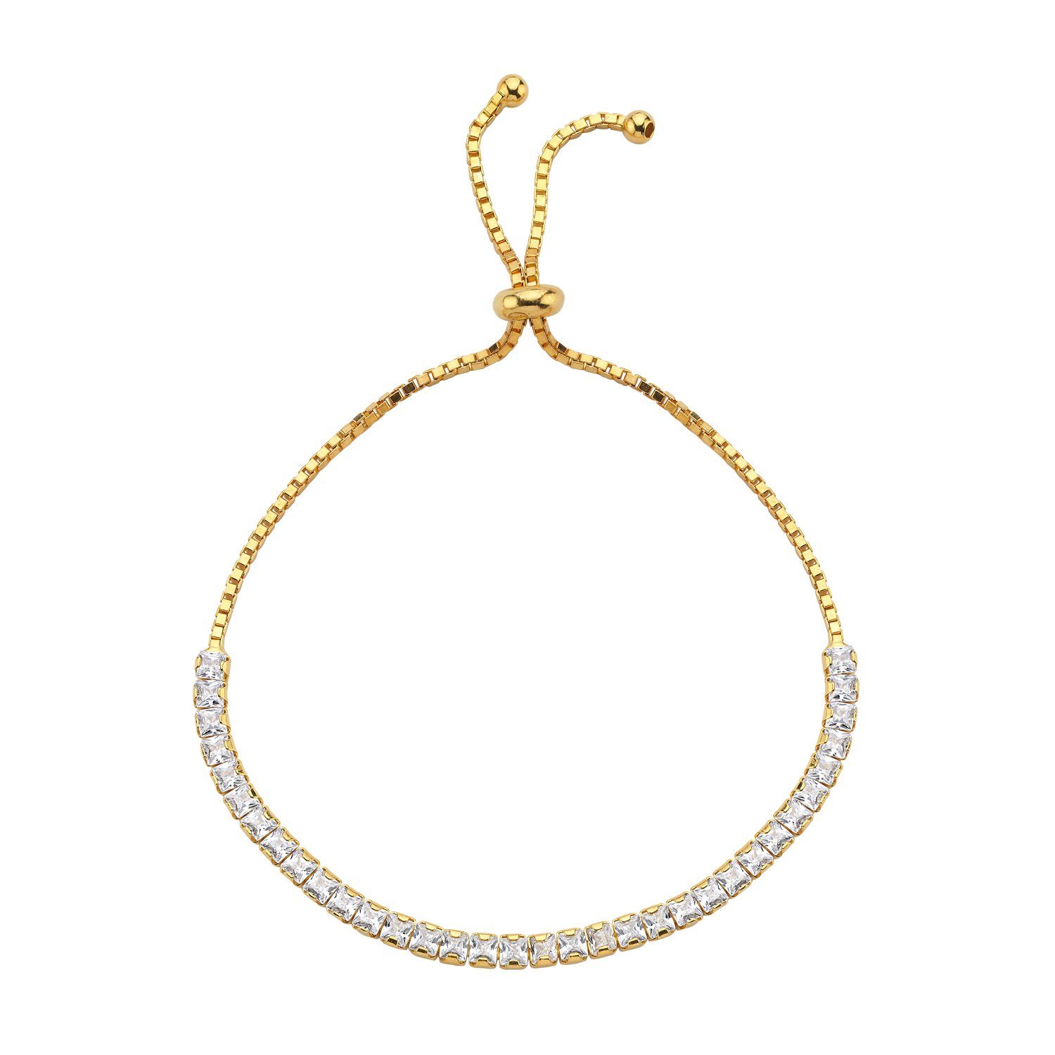 Bracelet Ajustable Tennis carré Or